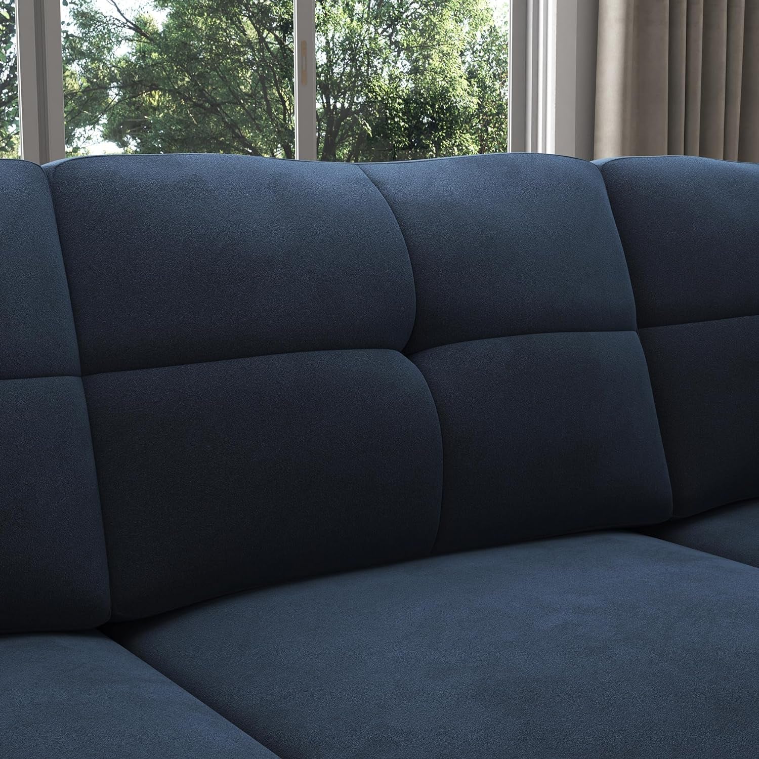 Convertible Sectional Sofa L Shaped Couch for Small Apartment Reversible Sectional Couch for Living Room,Velvet Dark Blue