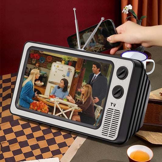 12" Retro TV Amplifier Phone Screen Magnifier - Gifts for Dad - 3D HD Mobile Phone Screen Magnifying Enlarger for Movies, Videos, Games - Fit for All Smartphones (Vintage Brown)