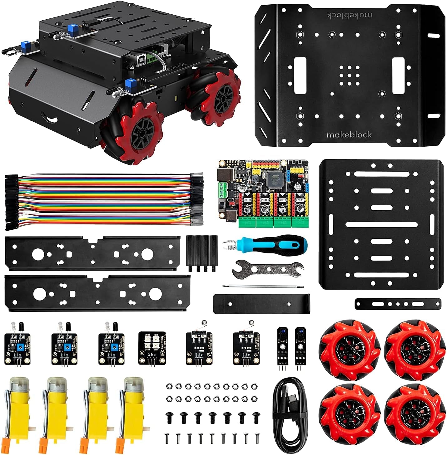 Mbot Mega Robot Kit with Mecanum Wheels, Programmable Robotics Kit Compatible with Arduino IDE and Raspberry Pi for Teens & Adults, Robotics Gift for Learning Coding, Robotics, Electronics