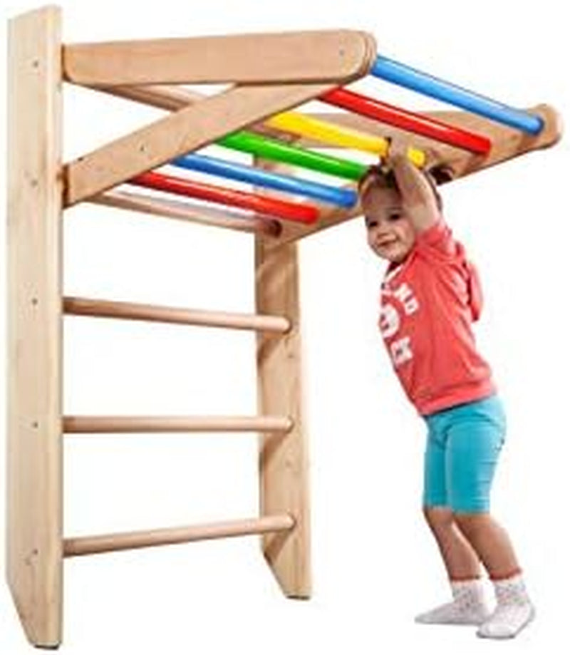 Wall Bars for Kids, Wood Stall Bar, Wooden Swedish Ladder, Kinder-4-Color - CERTIFICATE of SAFE USE Home Gym Gymnastic, Climbing Kids, Indoor Children Playground