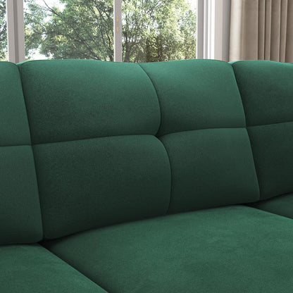 Convertible Sectional Sofa L Shaped Couch for Small Apartment Reversible Sectional Couch for Living Room,Velvet Green