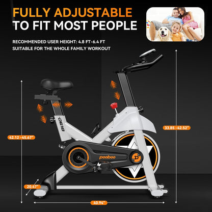 Exercise Bike, Stationary Bike for Home Gym, Magnetic Resistance Indoor Cycling Bike W/Comfortable Seat Cushion & Ipad Mount, Silent Belt Drive Indoor Bike for Cardio Workout