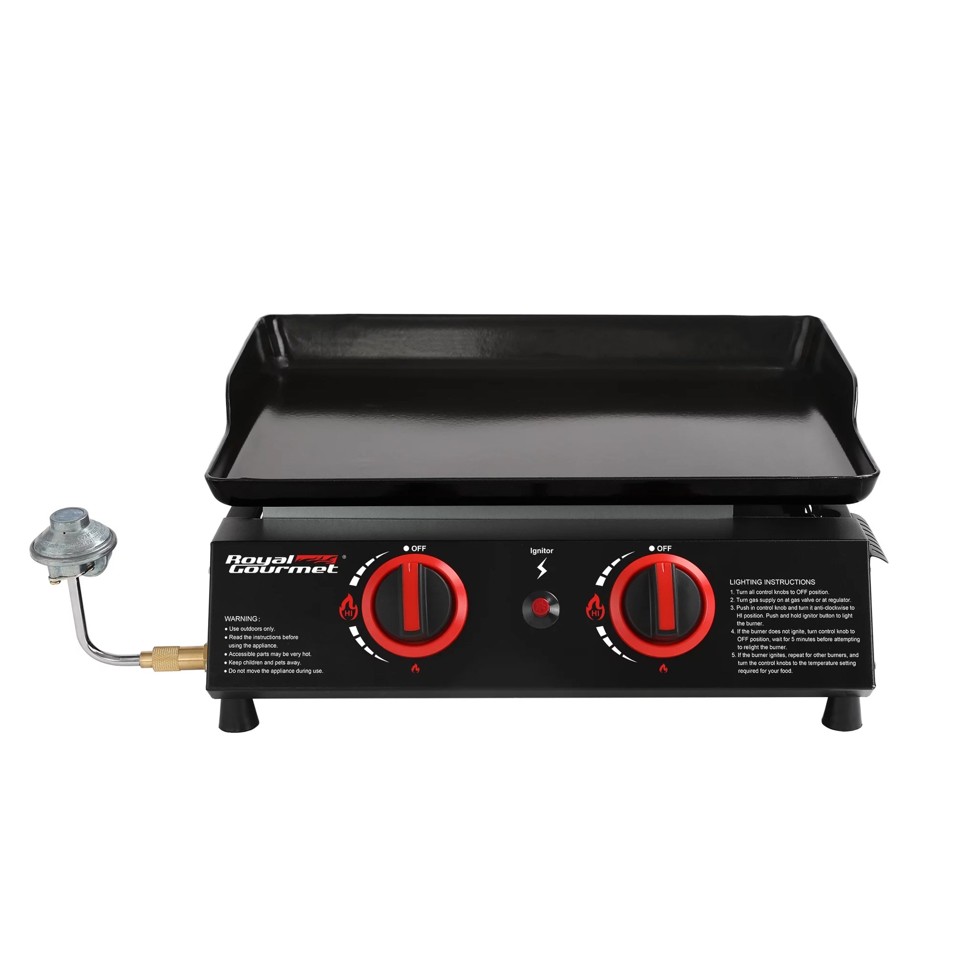 18" PD1203A 2-Burner Portable Countertop Griddle, 16,000 BTU Gas Grill Griddle