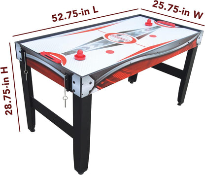 Scout 54-In 4 in 1 Multigame Table, Ideal for Family Game Rooms, Includes Arcade Basketball, Air Hockey, Table Tennis and Dry Erase Board - Black/Red/White