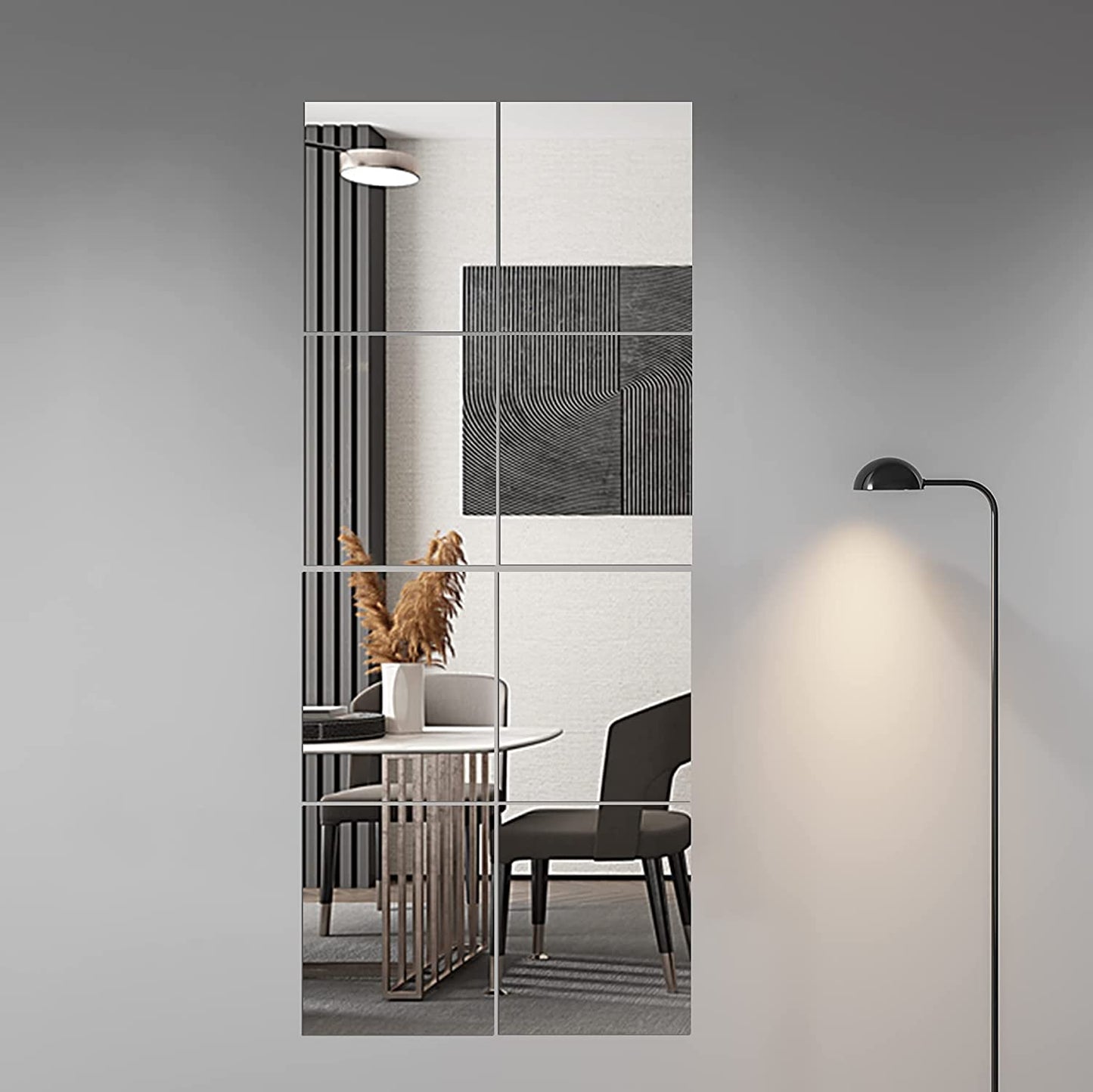 Glass Full Length Wall Mirror Tiles, 14'' X 12'' X 4PCS, Full Body Mirror for Bedroom, Full Length Mirror Wall Mounted for Home Gym, Door (14'' X12''-4Pcs)