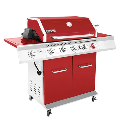 5 - Burner Free Standing Liquid Propane 74000 BTU Gas Grill with Side Burner and Cabinet