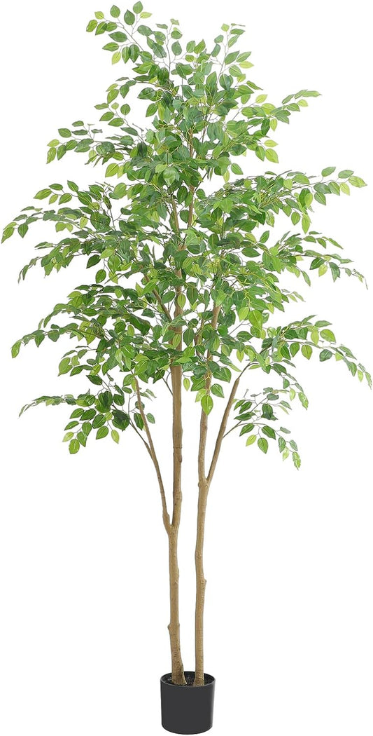 Tall Ficus Tree Artificial，7Ft(84In) Realistic Texture Potted Faux Ficus Tree， Fake Trees Indoor Outdoor for Home Office Living Room Bedroom Foyer Porch Decor.