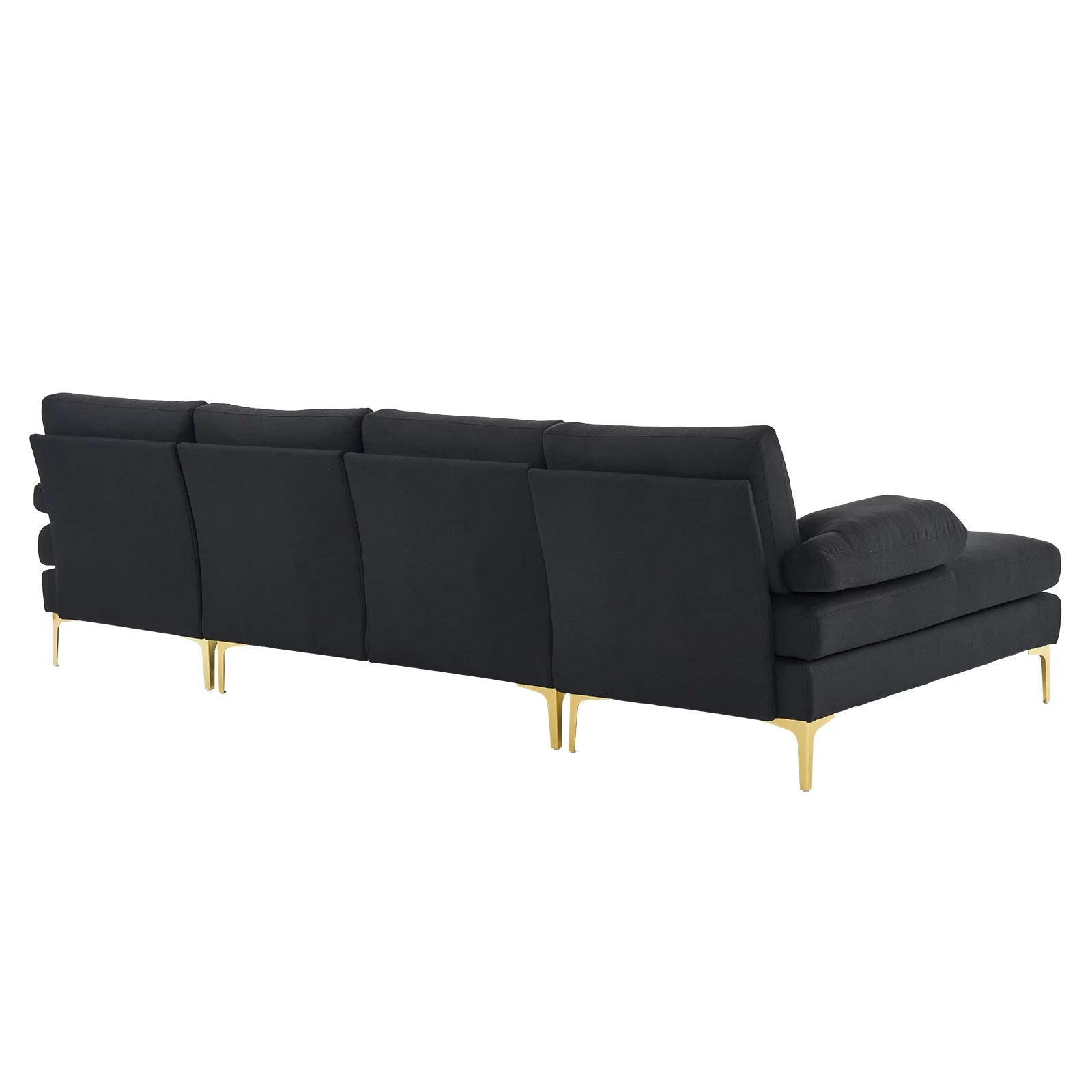 Sectional Sofa, U-Shape Convertible Couch Set with Soft Linen Fabric, Lounge Sleeper with Chaise for Living Room 4 Seat Black - Design By Technique