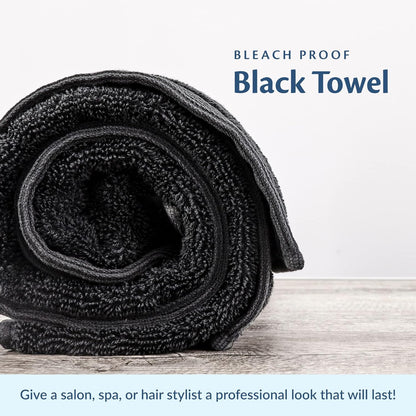 Black Bleach Proof Towels Set, 96 Pack 100% Cotton 16" X 27" Color Safe, Stain Resistant, Quick Drying Towels for Beauty, Hair and Nail Salon, Gym, Spa and Home Hair Care - Design By Technique