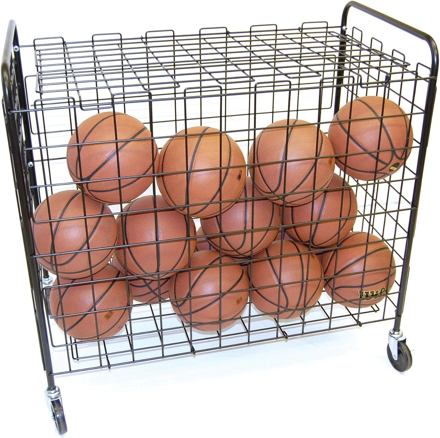 Sports Lockable Ball Storage Cart, Basketball Storage Bin for Indoor Outdoor, Rolling Exercise Ball Cart Holder for Gym, School, Club