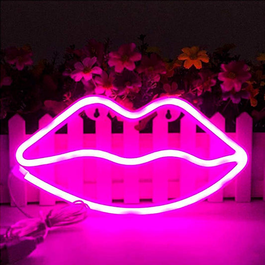 Cute Neon Signs, LED Neon Light for Party Supplies, Girls Room Decoration Accessory, Table Decoration, Children Kids Gifts (Lip Shaped)