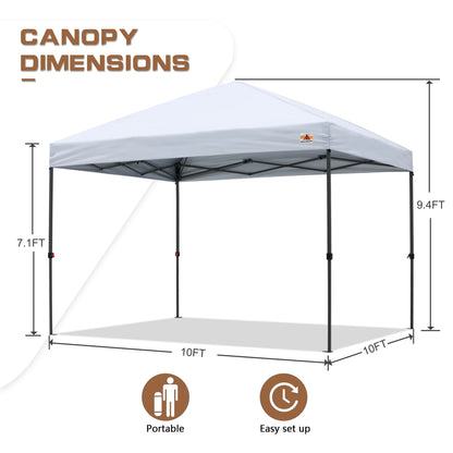 10 Ft X 10 Ft Easy Pop up Outdoor Canopy Tent, White