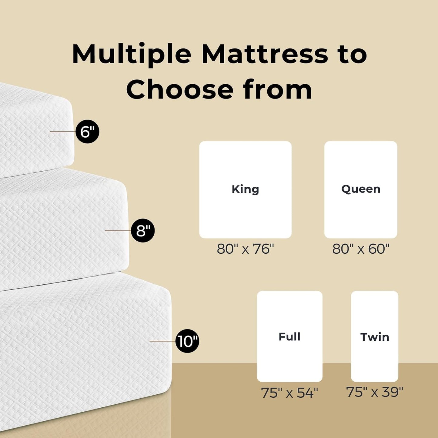 Full Mattress with Waterproof Mattress Protector, 10 Inch Gel Memory Foam in a Box, Fiberglass Free, Breathable for Cool Sleep & Comfy Support, Certipur-Us Certified, White