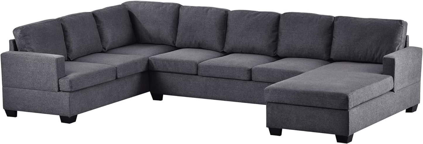 Modular Sectiona Sofas Living Room Furniture Sets,Oversized U Shape Extra Wide Chaise Lounge,Fabric Upholstered Large Sectional Couch for Office,Spacious Space, Grey Polyester