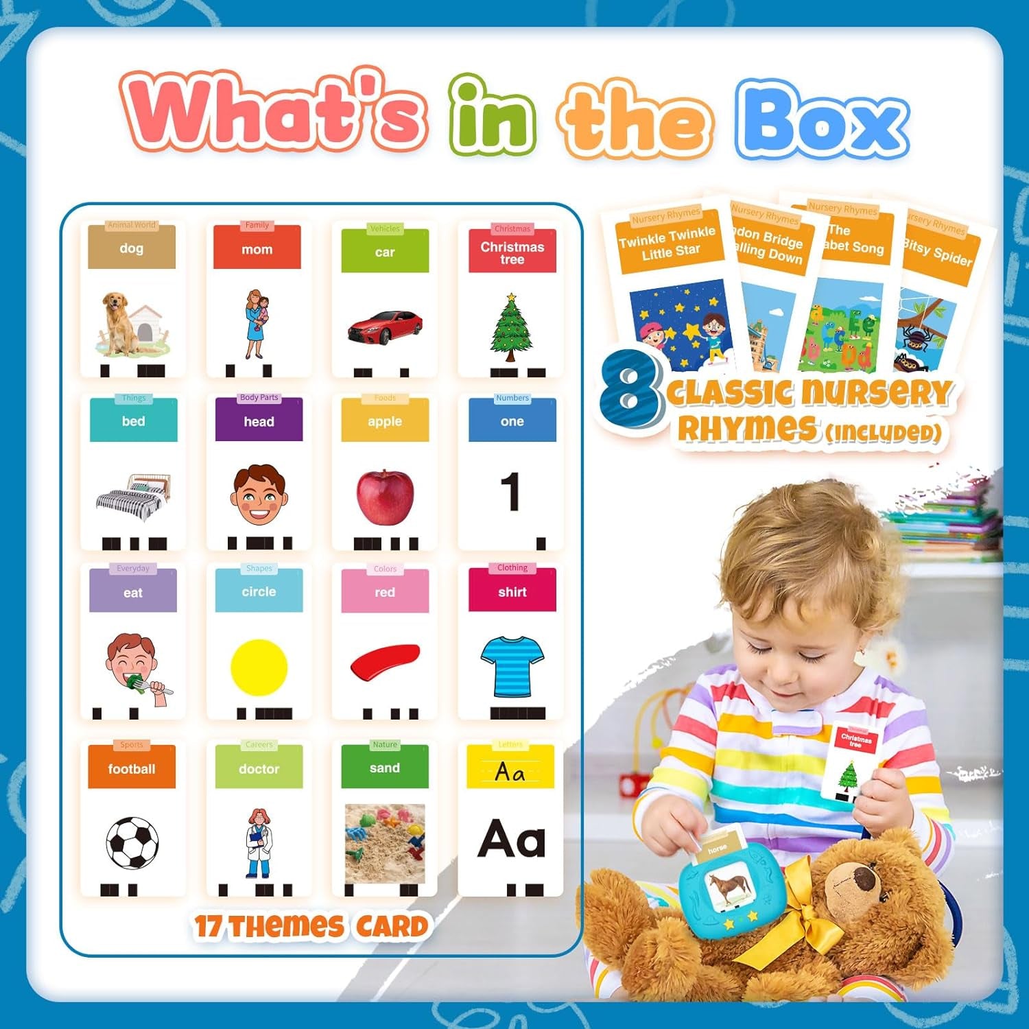Toddlers Talking Flash Cards with American Accent & 288 Sight Words, Speech Therapy Toys for 3 4 5 6 Years Old Boys and Girls, Learning Educational Montessori Sensory Kit, Kids Birthday Gifts