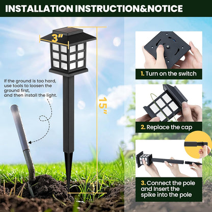 Solar Outdoor Lights,12 Pack LED Solar Lights Outdoor Waterproof, Solar Walkway Lights Maintain 10 Hours of Lighting for Your Garden, Landscape, Path, Yard, Patio, Driveway