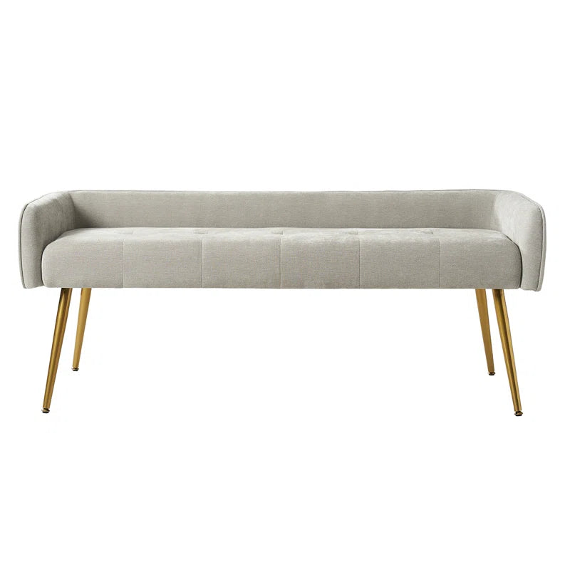 Millbury Polyester Upholstered Bench with Mental Leg