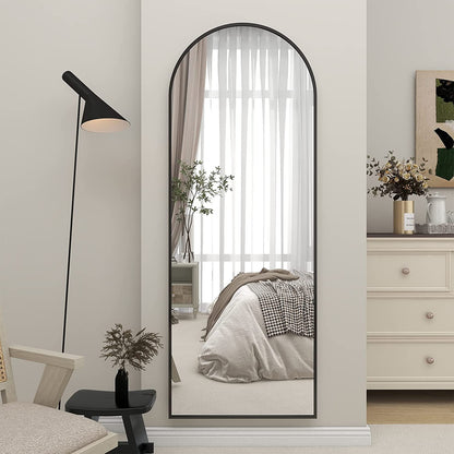64"X21" Arch Floor Mirror, Full Length Mirror Wall Mirror Hanging or Leaning Arched-Top Full Body Mirror with Stand for Bedroom, Dressing Room, Black