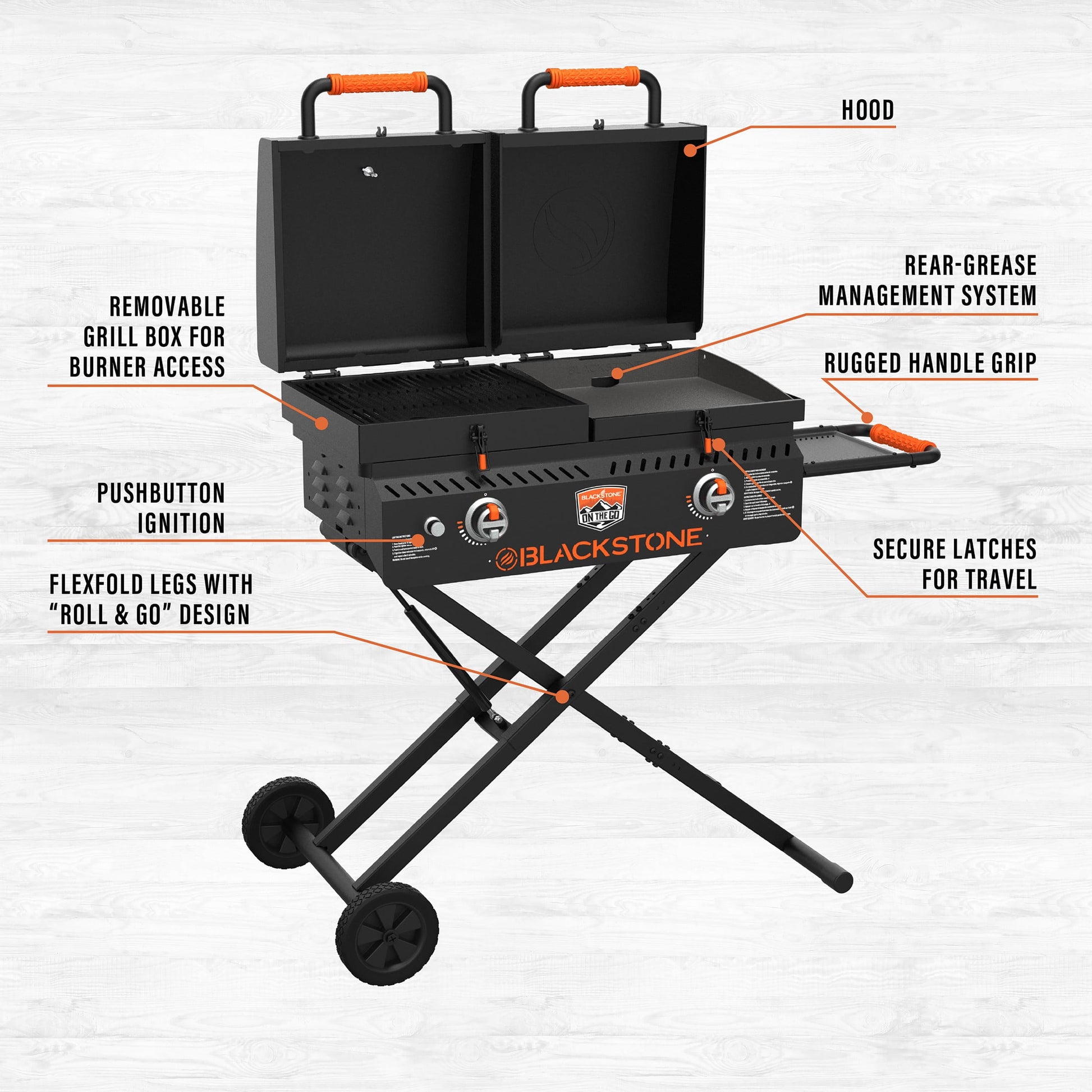 on the Go 17" Griddle and Grill Combo with Hood