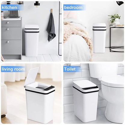 2.5 Gallon Bathroom Trash Can, Trash Cans for Kitchen, Plastic Trash Can with Lid, Smart Touchless - Design By Technique