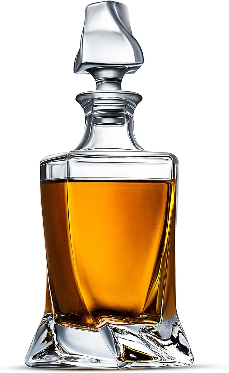 Whiskey Decanter,Twisted Whiskey Decanter with Stopper,Premium 25 Oz Whiskey Decanter for Liquor Scotch Bourbon Vodka Brandy or Wine Clear