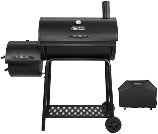 30" Barrel Charcoal Grill with Front Table and Cover