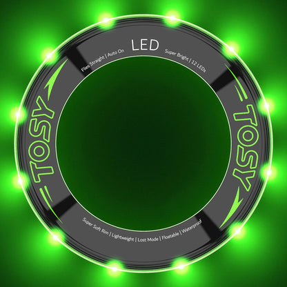 Flying Ring - 12 Leds, Super Bright, Soft, Auto Light Up, Safe, Waterproof, Lightweight Frisbee, Cool Birthday, Camping, Easter Basket Stuffers & Outdoor/Indoor Gift Toy for Boys/Girls/Kids