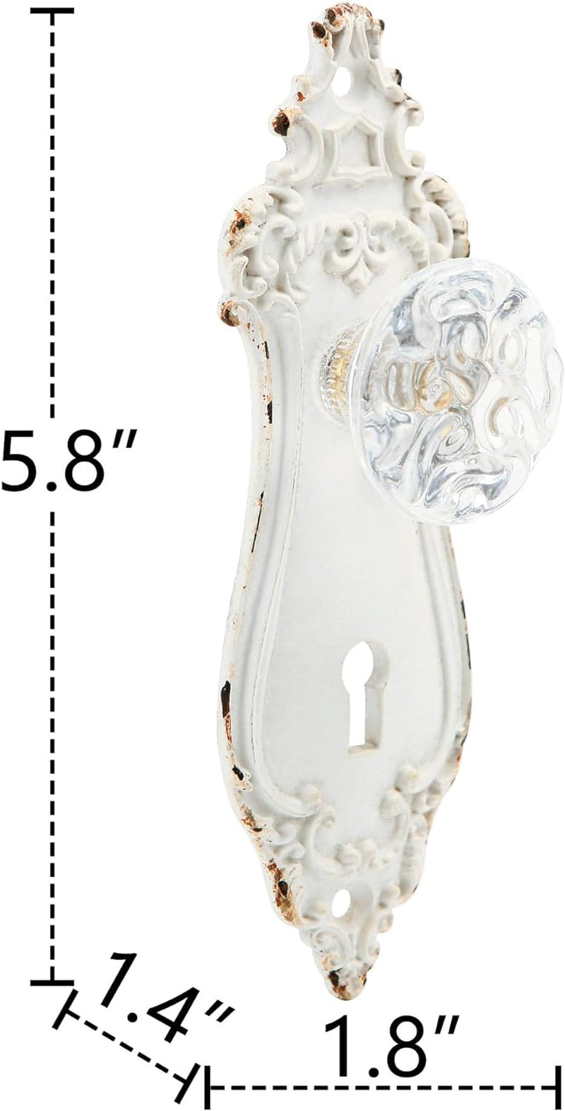 2Pcs Vintage Cabinet Pulls Dresser Drawer Knobs, Distressed Closet Handles with Clear Crystal - White