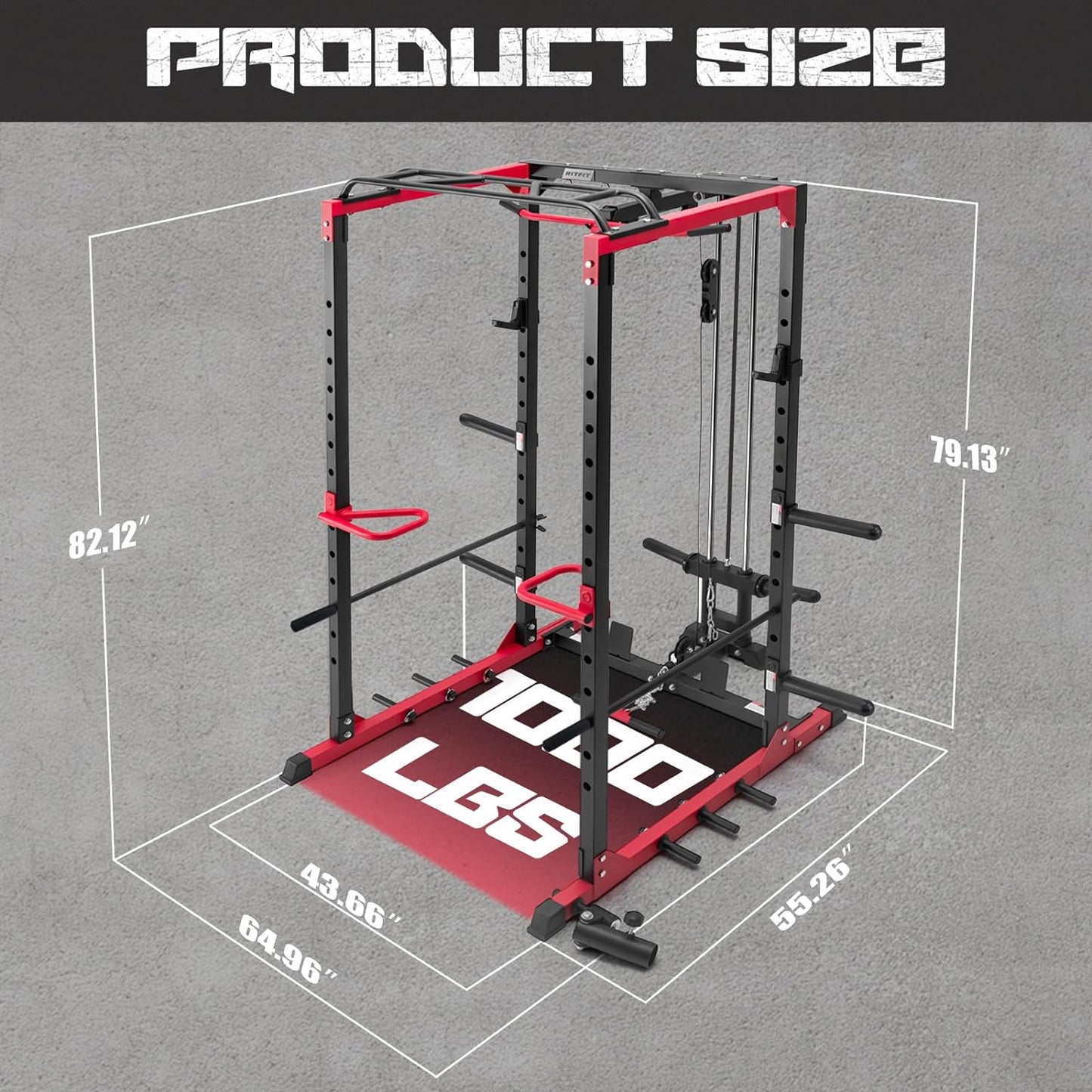 All-In-One Squat Rack for Home Gym, PPC02C Multi-Function 1000 LBS Capacity Power Cage with Lat Pulldown, Pulley System, Dip Bar, Landmine & More Power Rack Attachments, Package