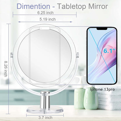 Vanity Mirror Makeup Mirror with Stand, 1X/15X Magnification Double Sided 360 Degree Swivel Magnifying Mirror, 6.25 Inch Portable Table Desk Counter Top Mirror Bathroom Shaving Mirror