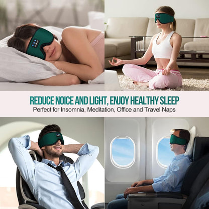 Sleep Headphones Breathable Bluetooth Headband 3D Sleeping Headphones, Wireless Music Eye Mask Sleep Earbuds for Side Sleeper Women,Men Office Air Travel Cool Tech Gadgets Unique Gifts Green