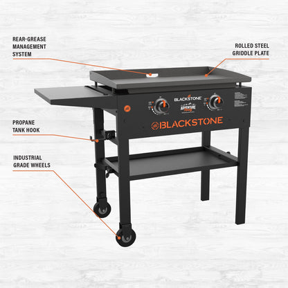 Adventure Ready 2-Burner 28" Propane Griddle with Foldable Locking Legs