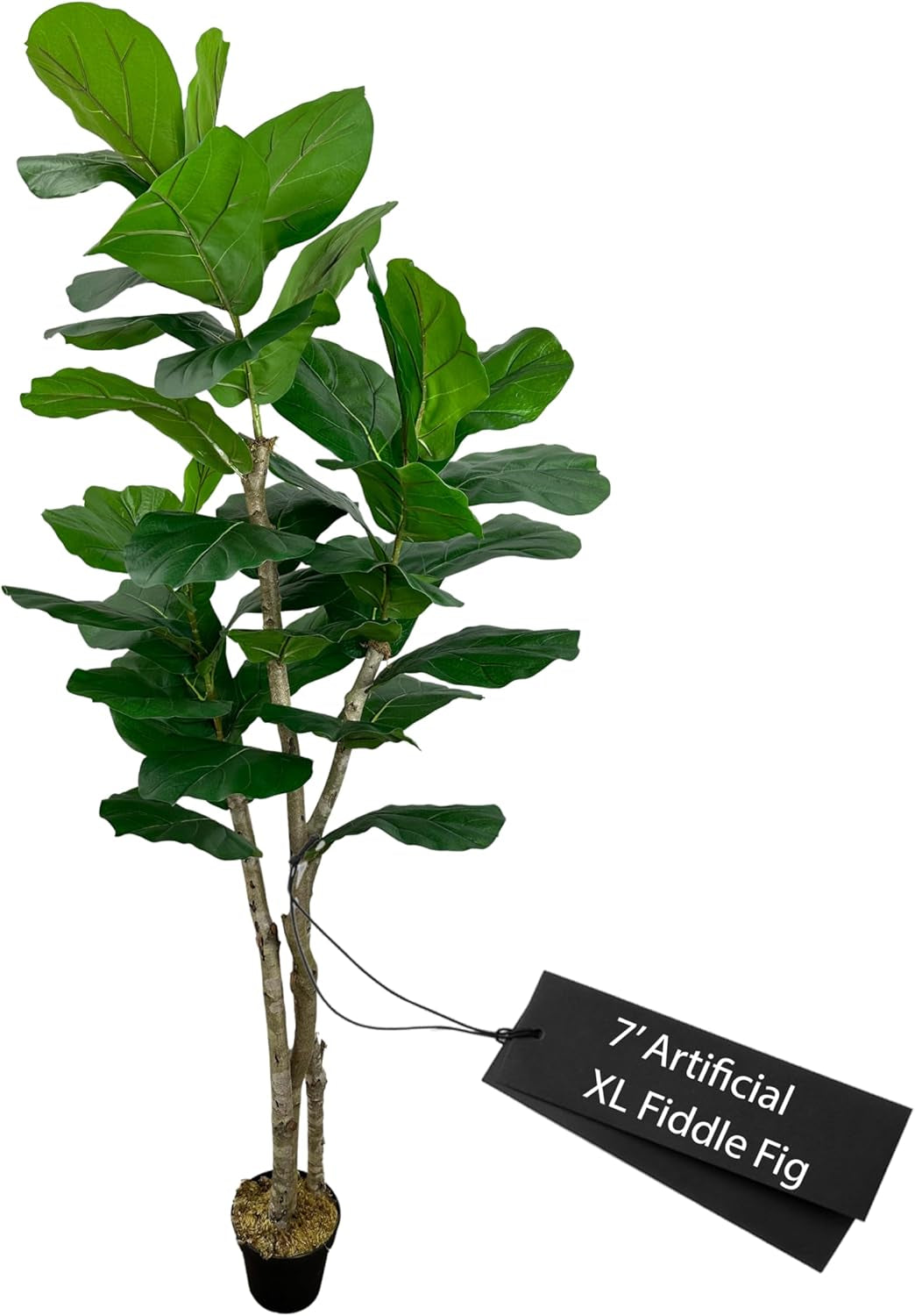 Handmade 7' Artificial Large Leaf Fig Tree - Artificial Tree Home and Office Decor - Real Touch - Living Room or Office - Ficus Lyrata - Artificial Plant for Home Decor - Green -