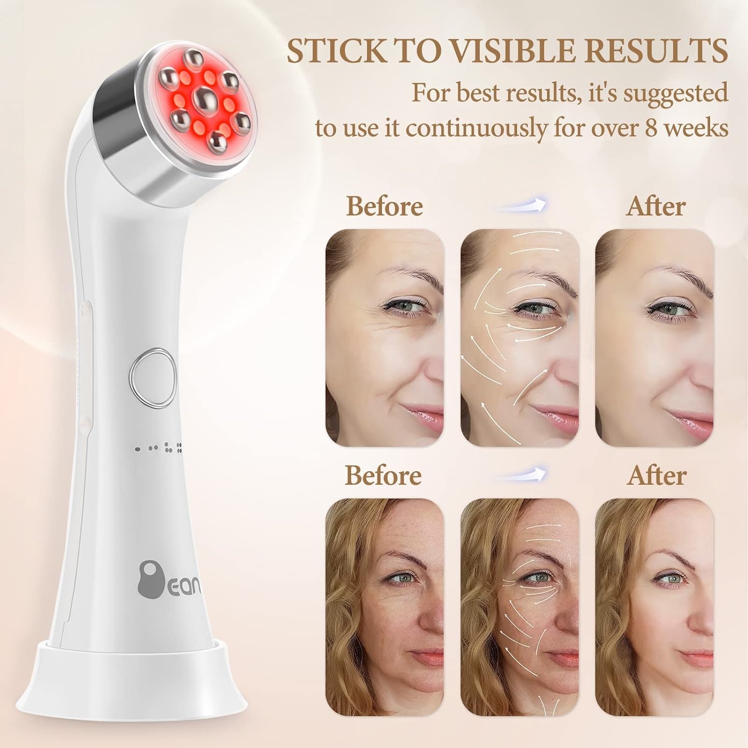 Facial Massager Skin Tightening Machine, 4 Color LED Light Therapy Machine, Promote Face Cream Absorption Strengthening Elasticity Modifying Wrinkles Professional Care Anti-Aging Skin Care Tools.