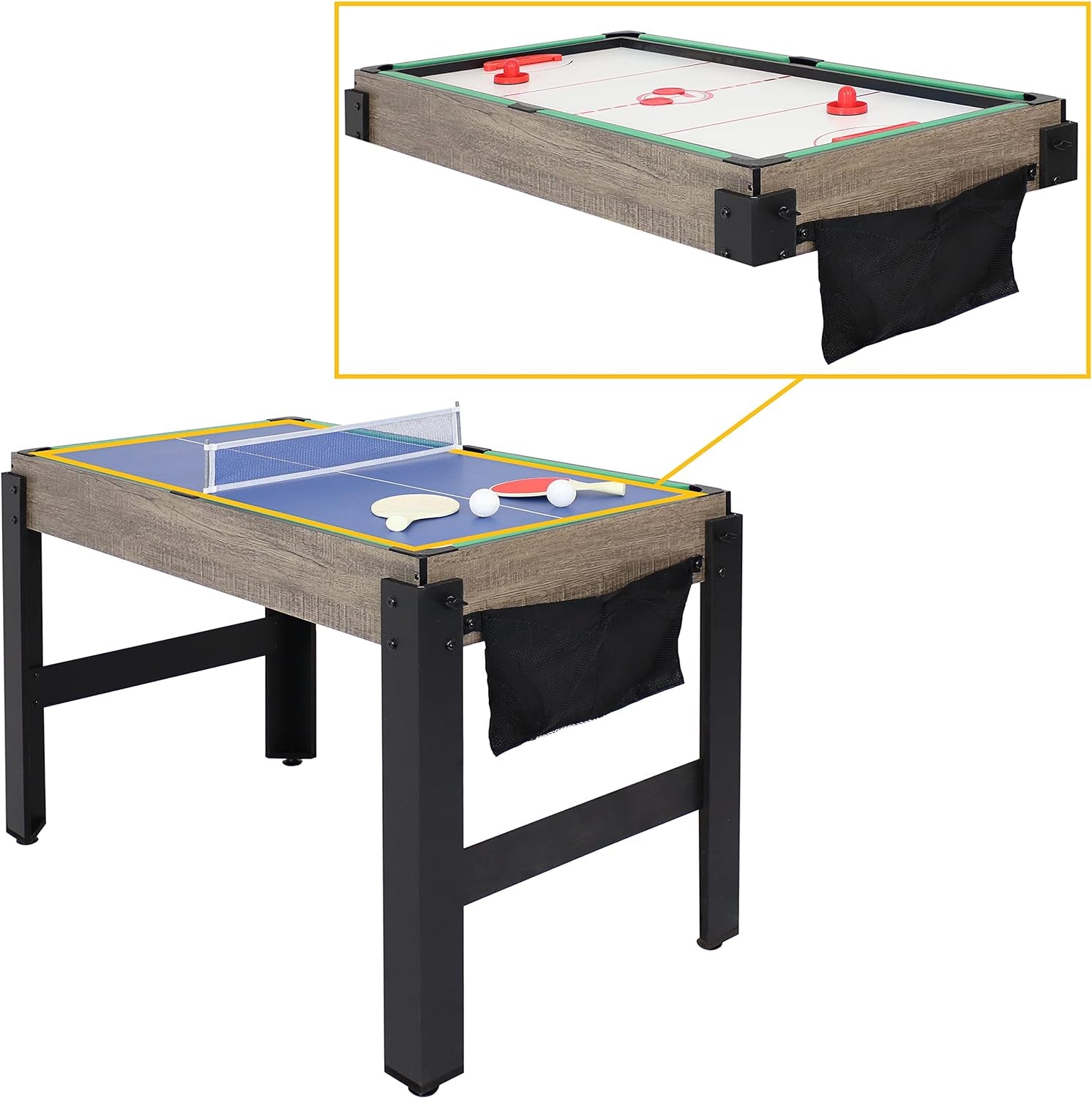 45-Inch 5-In-1 Multi-Game Table - Billiards, Push Hockey, Foosball, Ping Pong, and Basketball - Weathered Gray