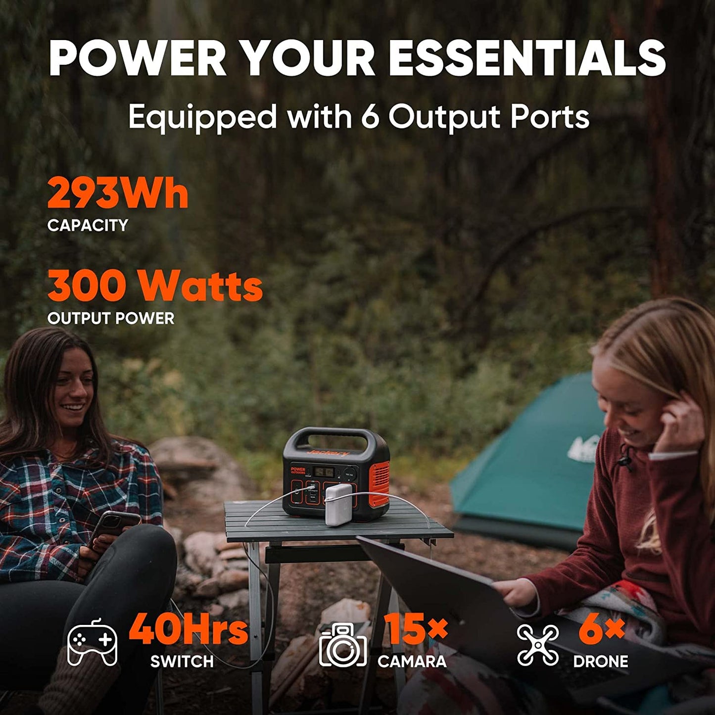 Portable Power Station Explorer 300, 293Wh Backup Lithium Battery, Solar Generator for Outdoors Camping Travel Hunting Blackout (Solar Panel Optional)