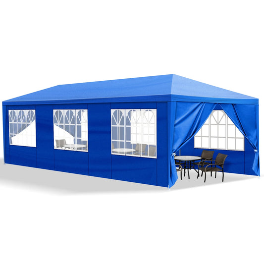 10' X 30' Canopy Tent with 8 Side Walls for Party Wedding Camping and BBQ Blue