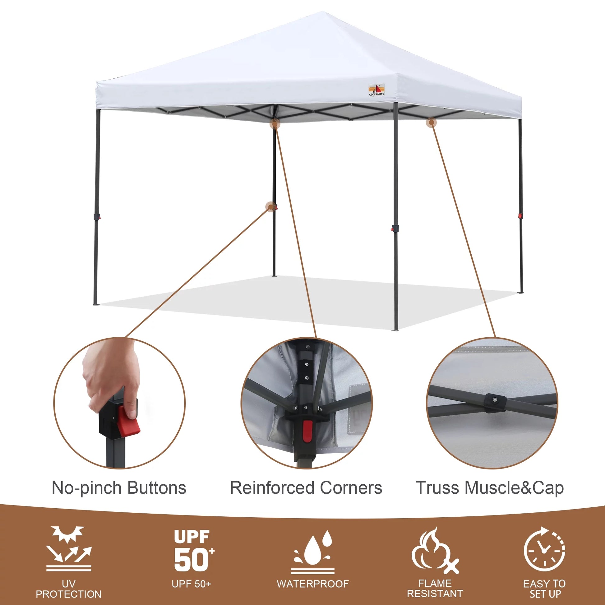 10 Ft X 10 Ft Easy Pop up Outdoor Canopy Tent, White