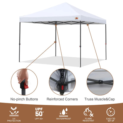 10 Ft X 10 Ft Easy Pop up Outdoor Canopy Tent, White