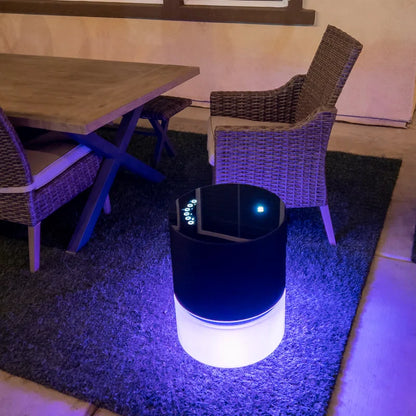 Nova Outdoor Side Table W/Built-In Speaker System, RGB Light Ring Mood Lighting & Wireless Charging