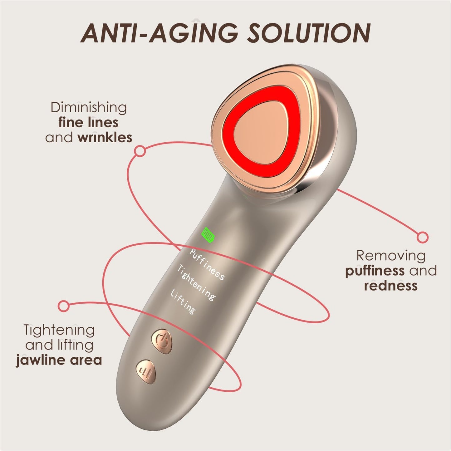 Radio Frequency Skin Tightening Face Machine - Microcurrent Anti-Aging Face Massager Eye De-Puffing Device for Facial Neck Lifting, Firming, Toning, Wrinkle Puffiness Reduction, Upgraded Version