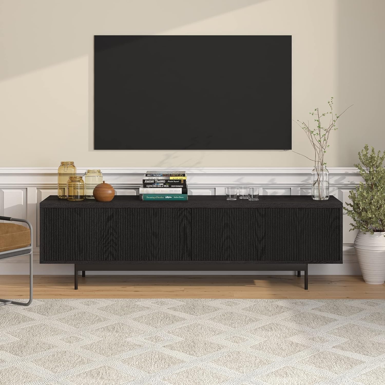 Whitman TV Stand, 70" Wide, Black