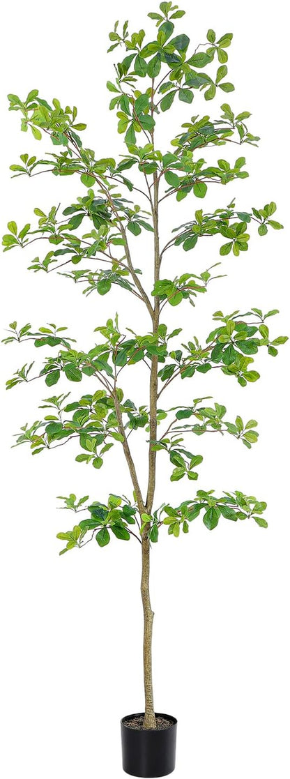 Faux Black Olive Tree 7Ft, Tall Faux Trees Indoor with Natural Trunk and Realistic Leaves. 7 Feet(84In) Artificial Tree for Home Office Décor.