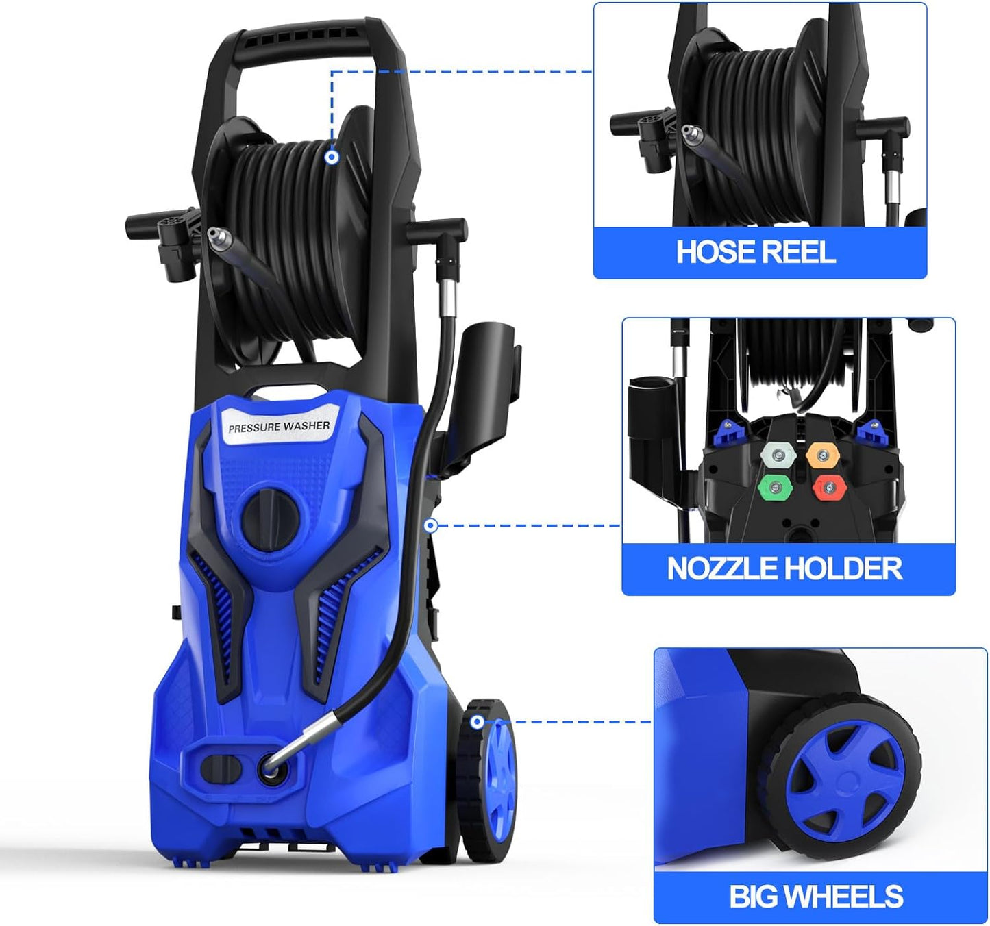 Electric Pressure Washer - 4500 PSI 3.2 GPM  Power Washer for Cars Washing with 25FT Pressure Hose, Blue