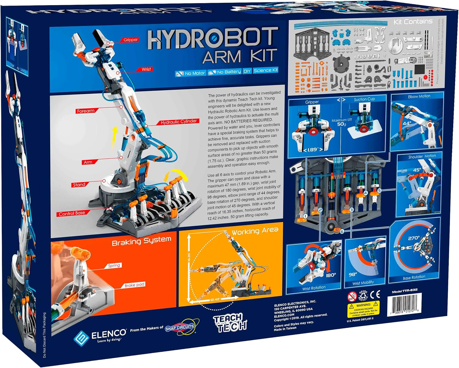 Teach Tech “Hydrobot Arm Kit”, Hydraulic Kit, STEM Building Toy for Kids 12+