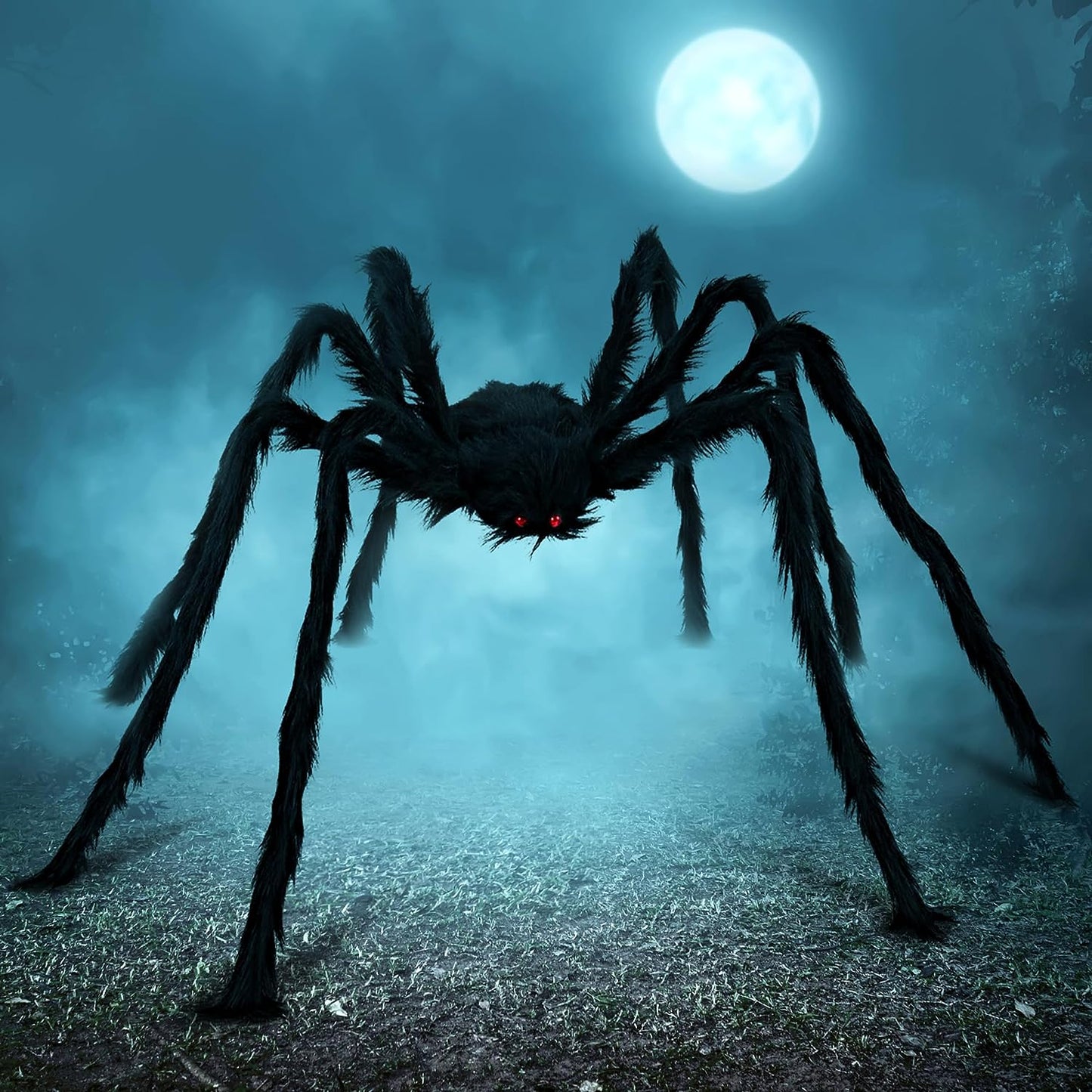 5 Ft. Halloween Outdoor Decorations Hairy Spider,Scary Giant Spider Fake Large Props for Yard Party Decor, Black