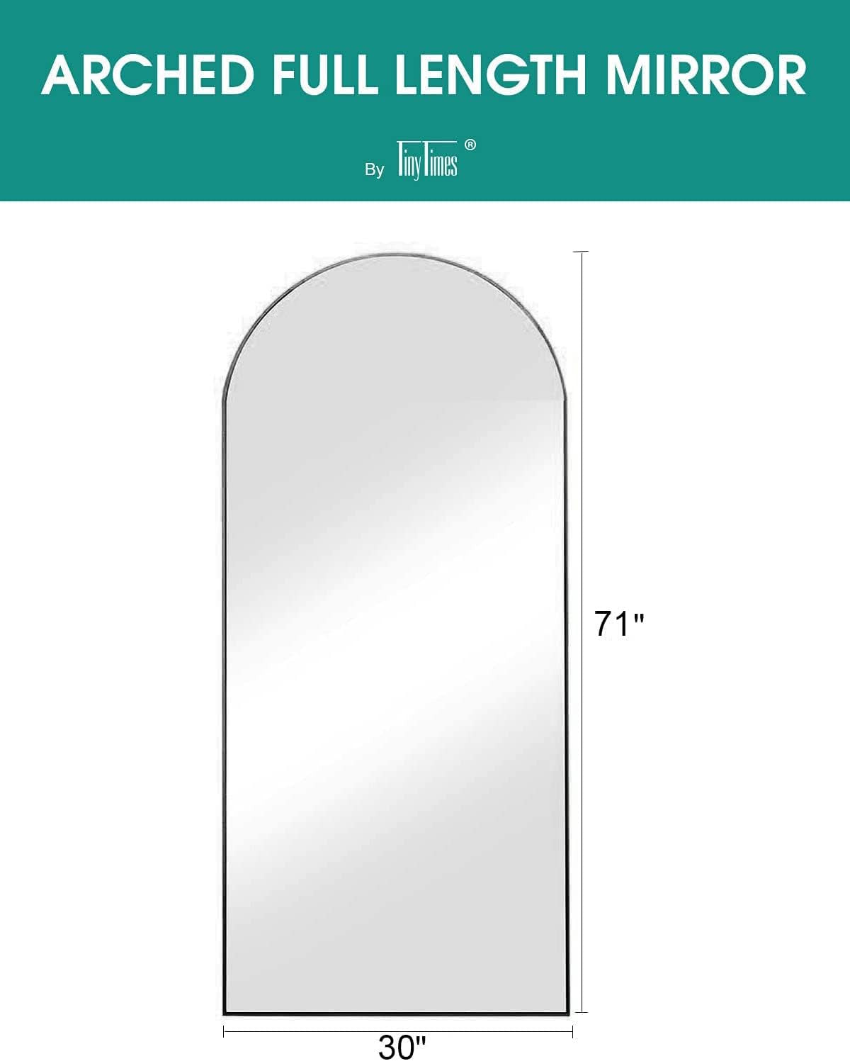 71''X30'' Arched Full Length Floor Mirror Large Mirror Full Length with Stand, Big Full Body Mirror for Bedroom, Living Room, Oversized Mirror for Wall Mounted,Hanging Mirror,Black - Design By Technique