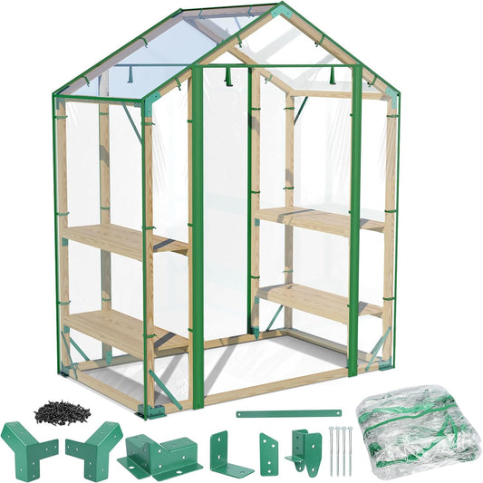 Walk in Greenhouse, 65X39X81 Inch Green House for Plants, Include Greenhouse Kit and Greenhouse PVC Cover, Portable Greenhouses for Outdoors Winter - Design By Technique