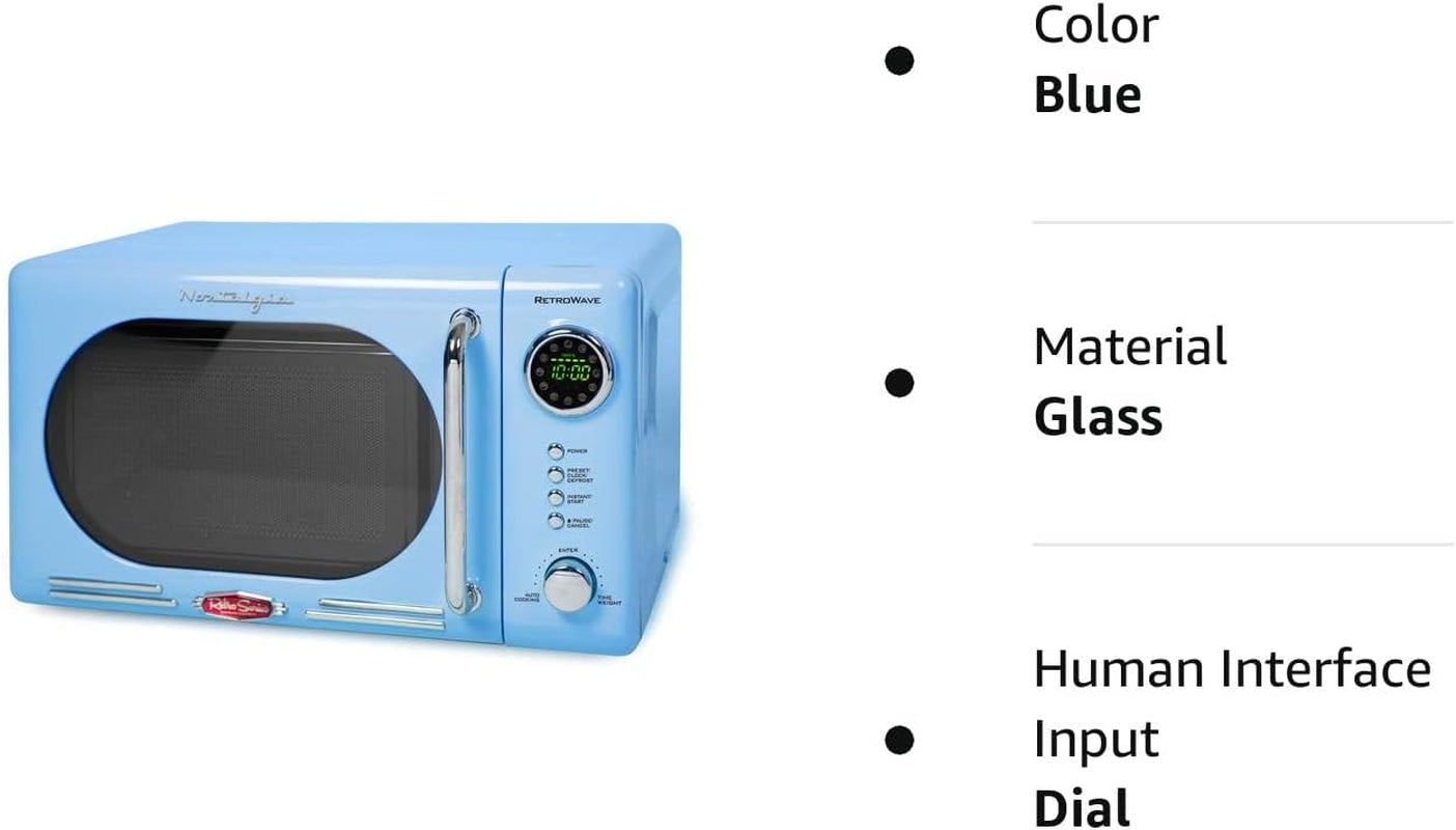 Retro Compact Countertop Microwave Oven - 0.7 Cu. Ft. - 700-Watts with LED Digital Display - Child Lock - Easy Clean Interior - Blue