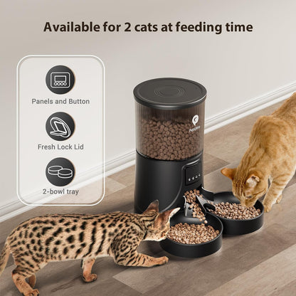 Cat Feeder Automatic for 2 Cats: Automatic Cat Feeder Wifi 2.4G- Time Dual Cat Feeder 1-10 Meals| Smart App Control Auto Pet Feeder for Cats and Small Dog Indoor- Dual Power& Detachable Clean